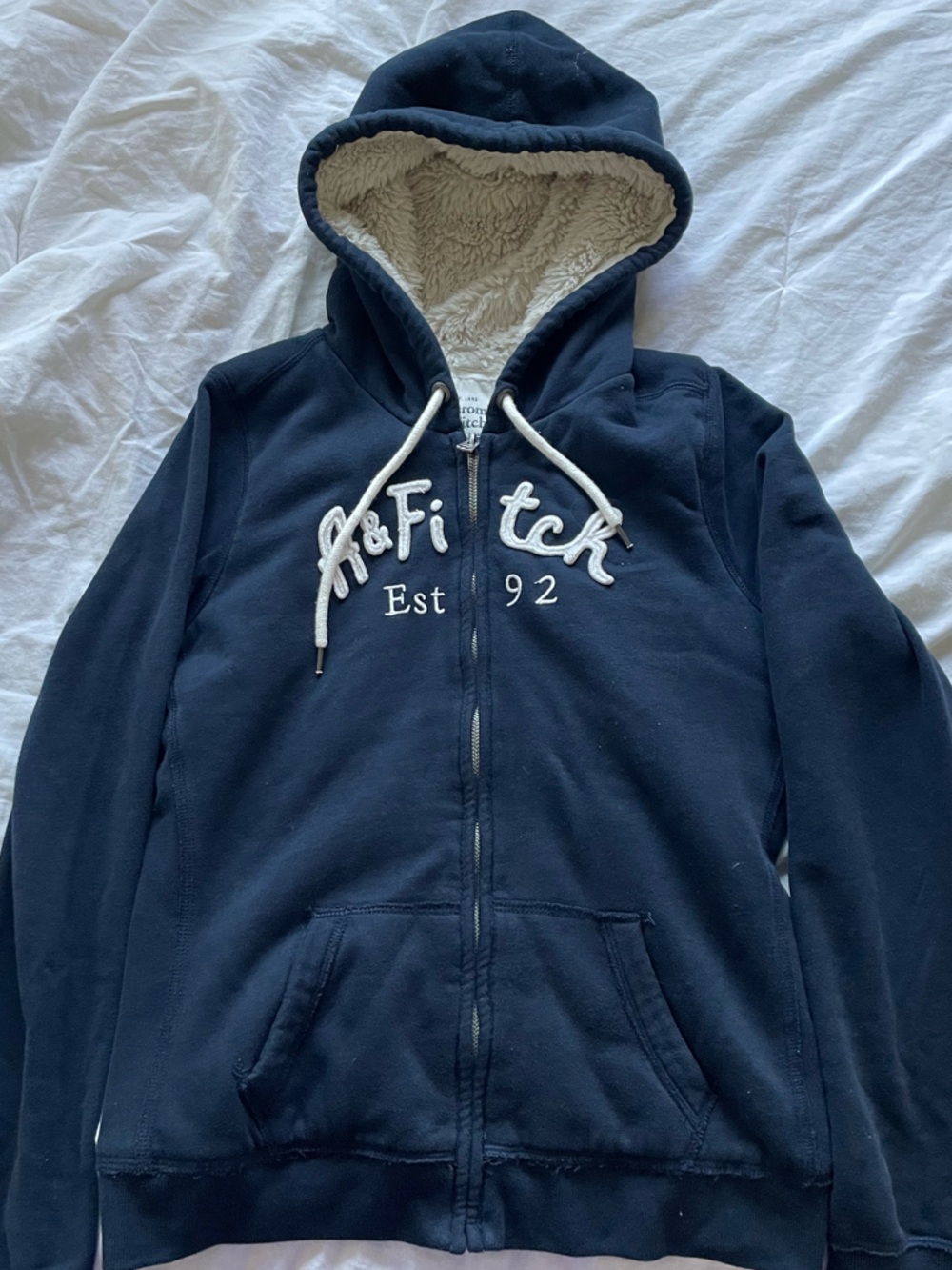 Vintage Y2K Abercombie and Fitch Faux Fur Lined Navy Jacket